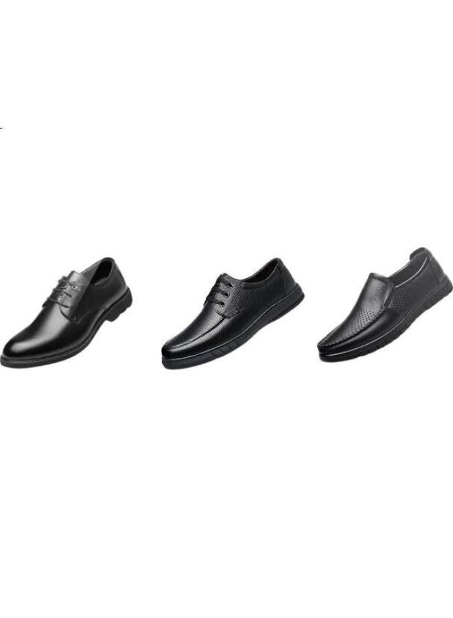 Egchi Men'S Slip-On Leather Shoes, Wear-Resistant Soft Sole, Driving Fashion Business Casual Shoes X222802 Black 44 - Image 1