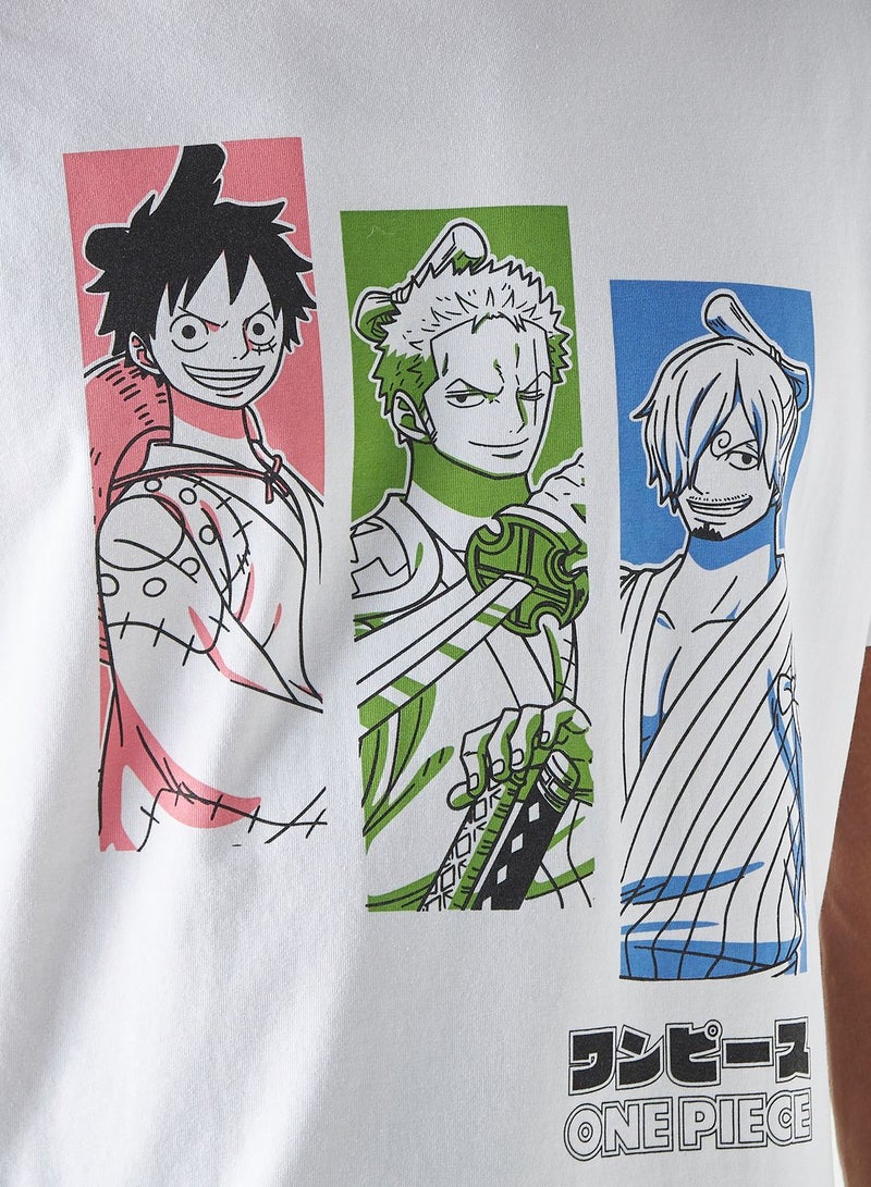One Piece Print Crew Neck T-Shirt