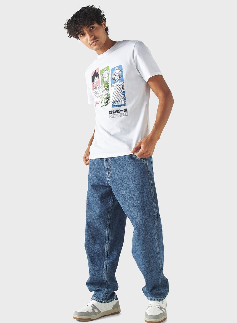 One Piece Print Crew Neck T-Shirt