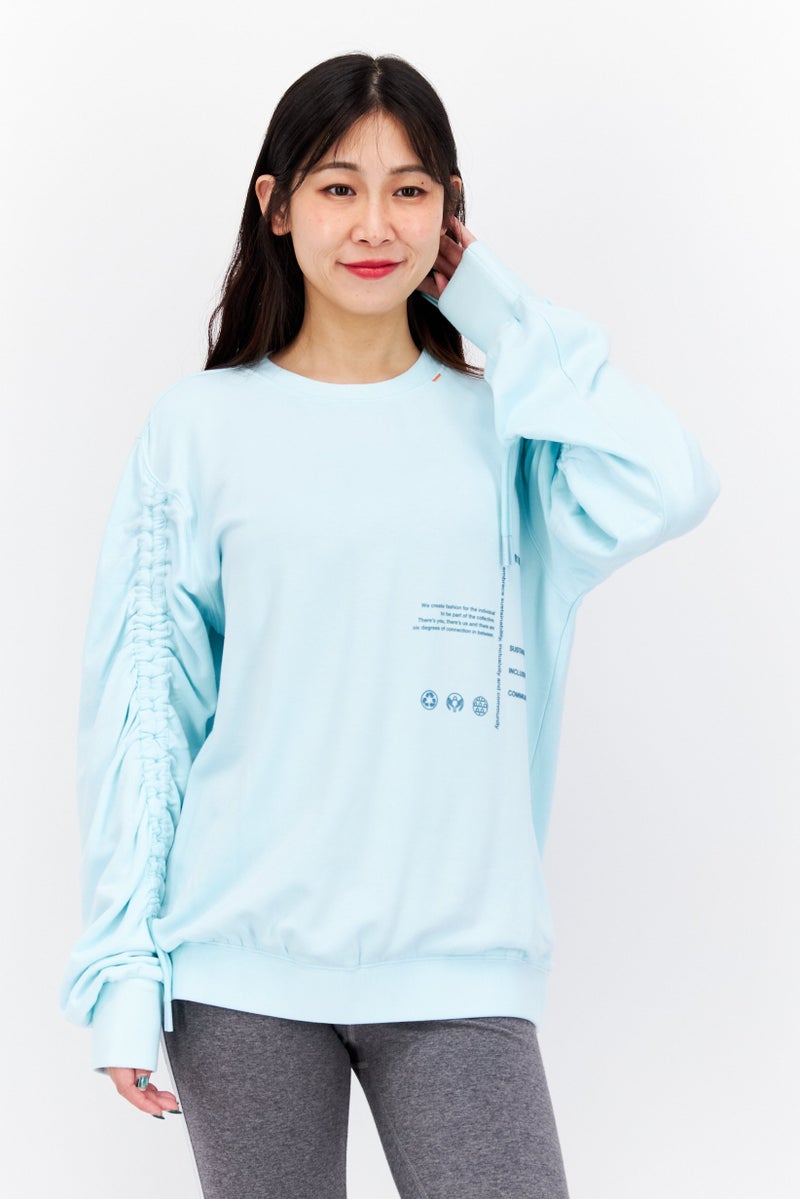 TRIBE OF 6 Women Round Neck Graphic Sweatshirt, Turquoise - Image 1