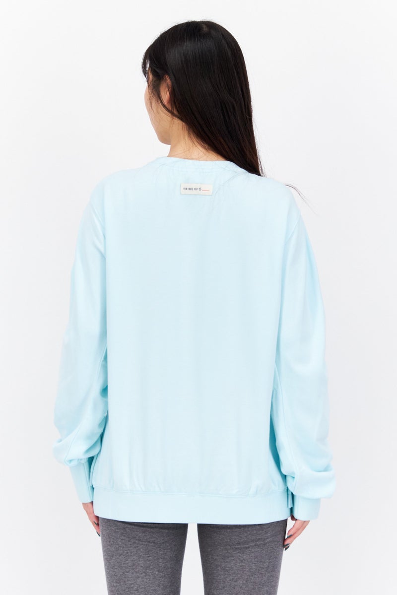 TRIBE OF 6 Women Round Neck Graphic Sweatshirt, Turquoise - Image 3