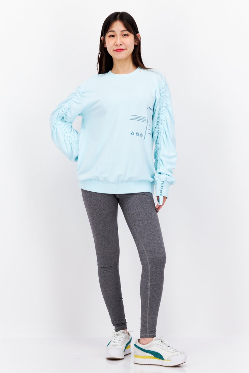 TRIBE OF 6 Women Round Neck Graphic Sweatshirt, Turquoise - Image 2