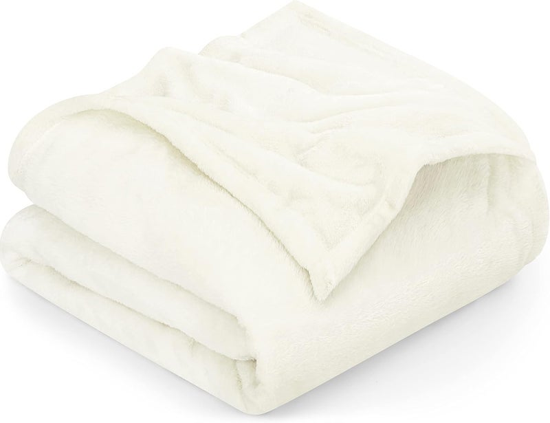 Utopia Bedding Fleece Blanket Twin Size Ivory 300GSM Luxury Fuzzy Soft Anti-Static Microfiber Bed Blanket (90x66 Inches) - Image 1