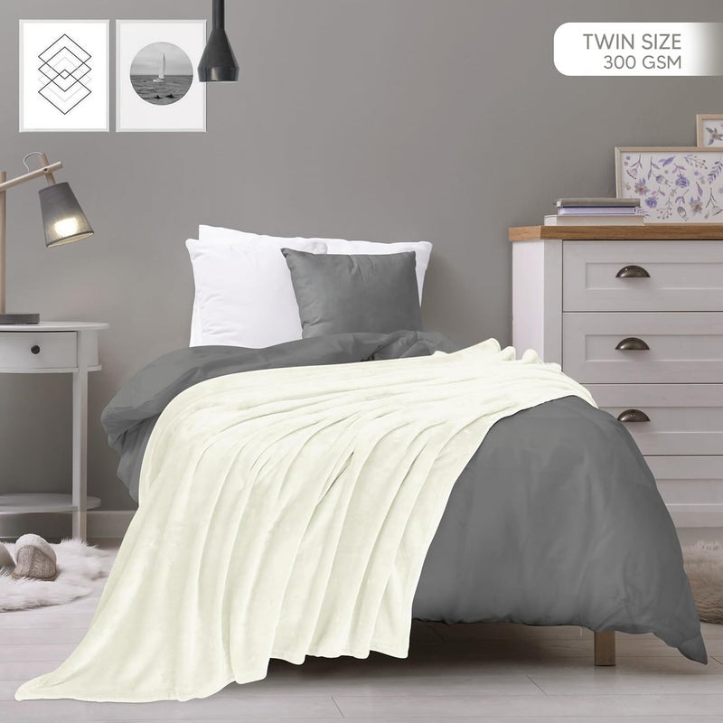 Utopia Bedding Fleece Blanket Twin Size Ivory 300GSM Luxury Fuzzy Soft Anti-Static Microfiber Bed Blanket (90x66 Inches) - Image 2