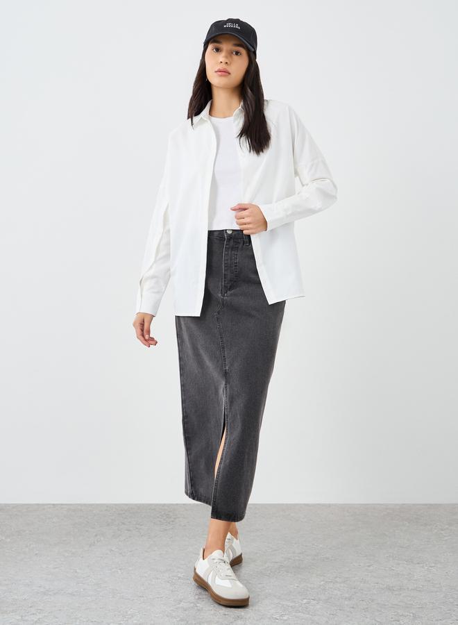 ستايلي قميص ستايلي سادة بياقة وأكمام بأزرار - Image 2