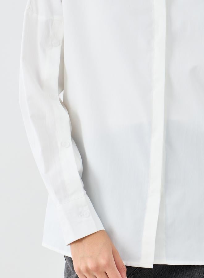 ستايلي قميص ستايلي سادة بياقة وأكمام بأزرار - Image 4