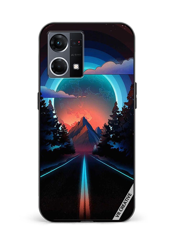 VR CREATIVE Protective Case Cover For Oppo Reno8 4G Road To Paradise Design Multicolour - Image 1