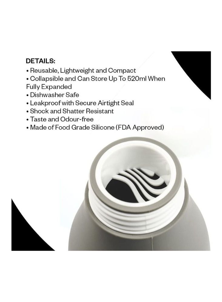Jumble & co & Co Whippy Collapsible Silicone 520Ml Bottle Grey - Image 3