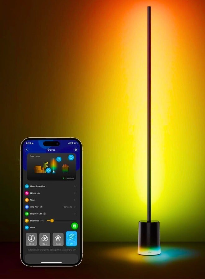 Chase Up Floor Lamp 2 with Matter, RGBIC, Warm Cool White LED, Alexa Compatible, 1725lm, Music Sync, Scene Modes, Smart Floor Lamp for Living Room, Bedroom, Black(1 Pack) - Image 1