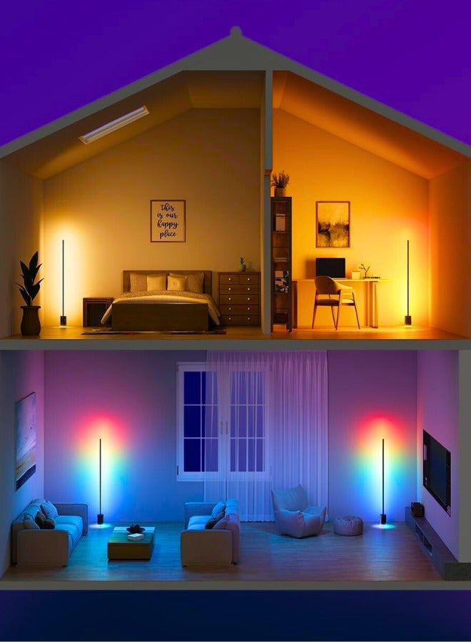 Chase Up Floor Lamp 2 with Matter, RGBIC, Warm Cool White LED, Alexa Compatible, 1725lm, Music Sync, Scene Modes, Smart Floor Lamp for Living Room, Bedroom, Black(1 Pack) - Image 2