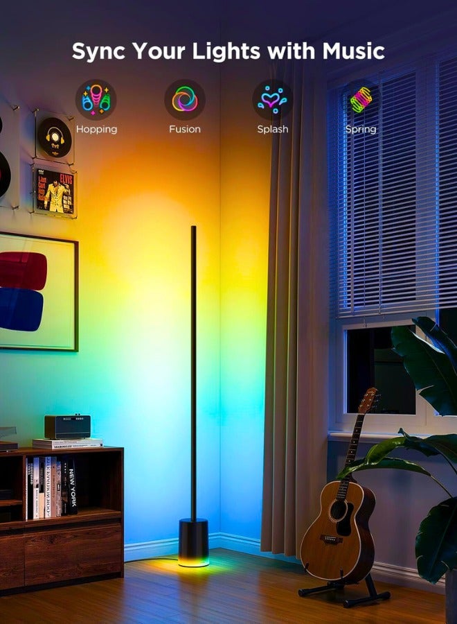 Chase Up Floor Lamp 2 with Matter, RGBIC, Warm Cool White LED, Alexa Compatible, 1725lm, Music Sync, Scene Modes, Smart Floor Lamp for Living Room, Bedroom, Black(1 Pack) - Image 3