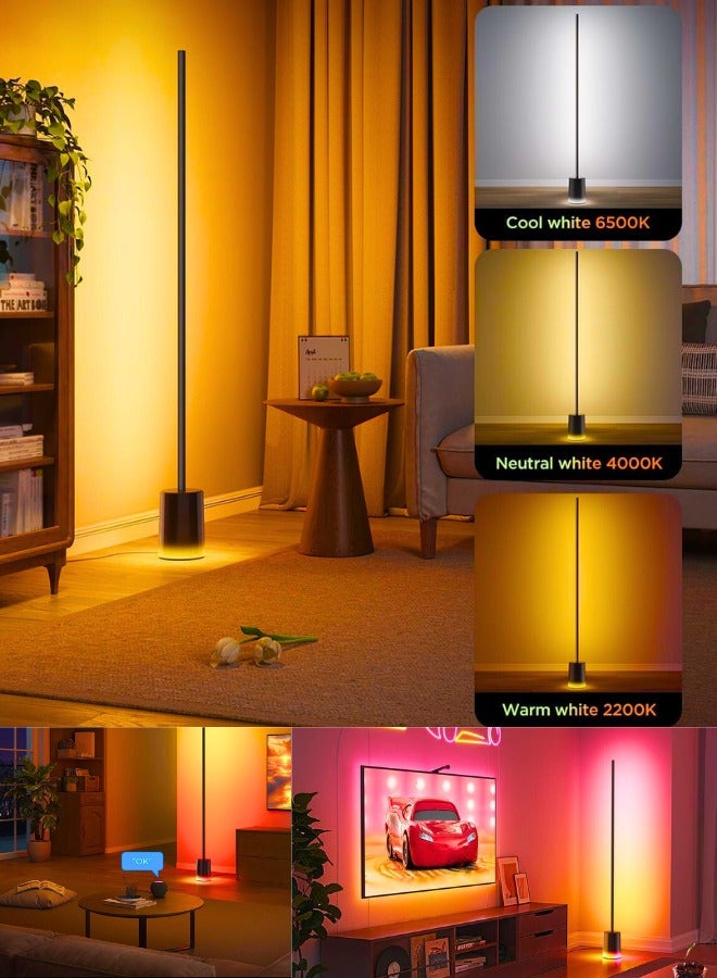 Chase Up Floor Lamp 2 with Matter, RGBIC, Warm Cool White LED, Alexa Compatible, 1725lm, Music Sync, Scene Modes, Smart Floor Lamp for Living Room, Bedroom, Black(1 Pack) - Image 4