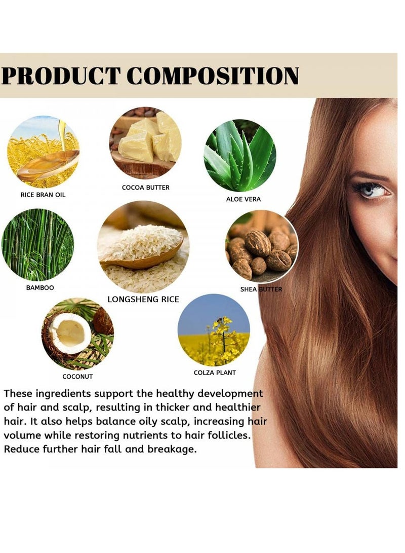 Rice Water Hair Growth Soap, 2 In 1 Shampoo and Conditioner Bar with Coconut Oil for Strengthening Moisturizing Dry Hair, Anti-Hair Loss Rice Shampoo Bars for Hair Growth - Image 3