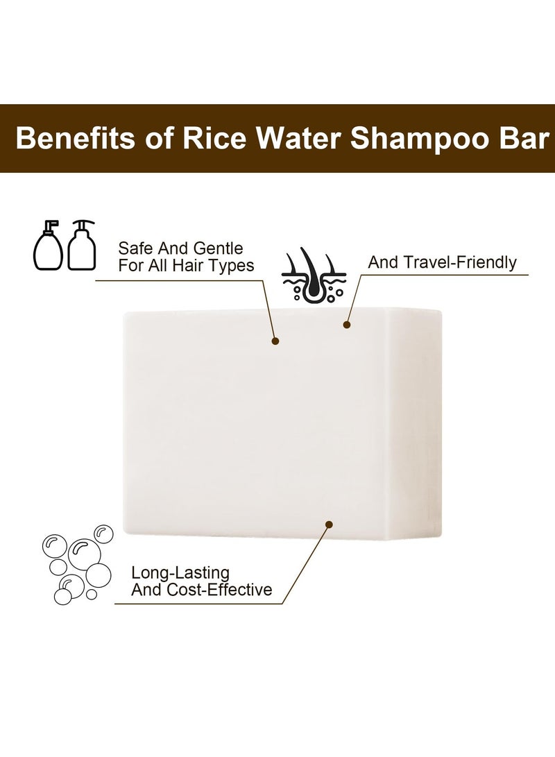 Rice Water Hair Growth Soap, 2 In 1 Shampoo and Conditioner Bar with Coconut Oil for Strengthening Moisturizing Dry Hair, Anti-Hair Loss Rice Shampoo Bars for Hair Growth - Image 4