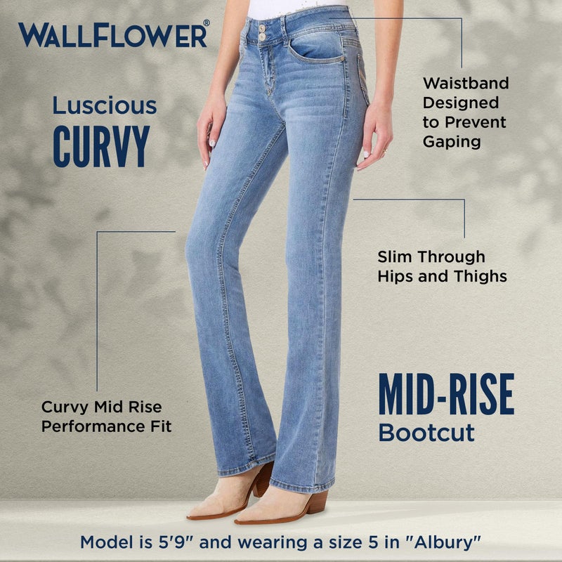 WallFlower Women's InstaStretch Luscious Curvy Bootcut Jeans, Albury, 0 - Image 4