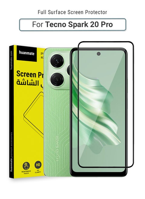 Tecno Spark 20 Pro Screen Protector – Premium Edge to Edge Tempered Glass, High Transparency, Delicate Touch, Anti-Explosion, Smooth Arc Edges, Easy Installation