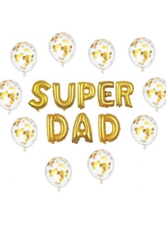 Atpata Funky Atpata Funky Super Dad Balloon Combo - 16" Golden Letter Balloons with 10pcs. 12" Golden Confetti Balloons for Father?s Day Birthday Party Decorations, Gold, Large  - Image 3