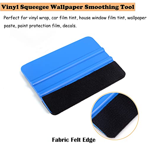 EHDIS 10pcs Vinyl Squeegee 4 Inch Car Vinyl Scraper Decal Applicator Window Tint Wallpaper Smoothing Tool with Black Fabric Felt Edge-Blue - Image 2