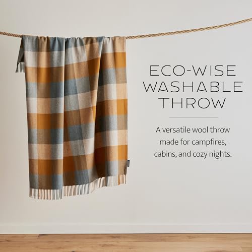 Pendleton Eco-Wise Washable Throw with Fringe 54" x 60" - 100% Wool, All Season, Washable, Soft and Durable Blanket for Home and Outdoor Adventures - Black/Ivory - Image 2