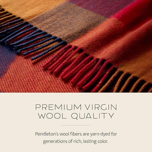 Pendleton Eco-Wise Washable Throw with Fringe 54" x 60" - 100% Wool, All Season, Washable, Soft and Durable Blanket for Home and Outdoor Adventures - Black/Ivory - Image 3