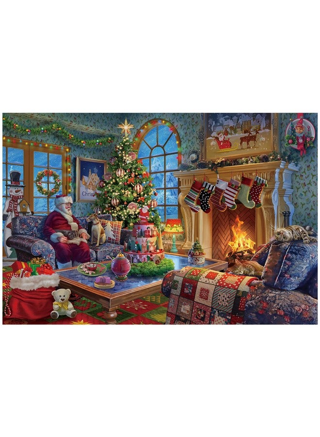 Lavievert Wooden Jigsaw Puzzle 1000 Piece Puzzle For Adults And Kids - Santa Claus, Fireplace, Christmas Tree & Warm Christmas - Image 1