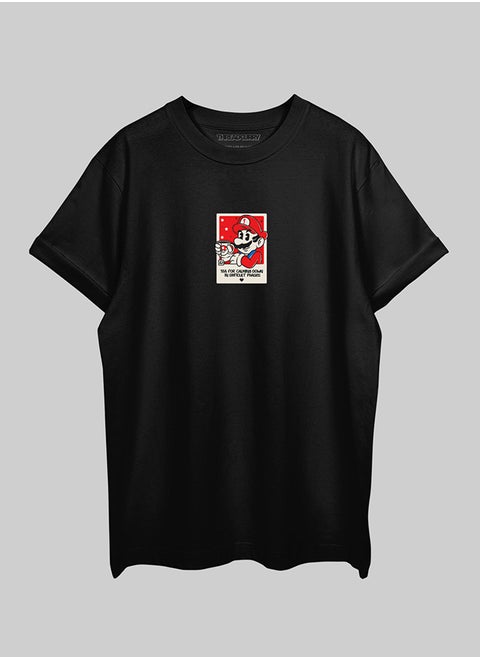 THREADCURRY Coffee Calmer Oversized Drop Shoulder Cotton Loose Printed T-Shirt for Men