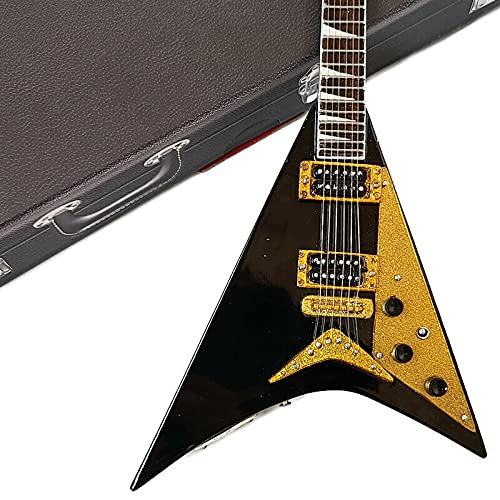 Axe Heaven RR-085 Randy Rhoads Black and Gold Concorde Flying V Mini Guitar - Image 3