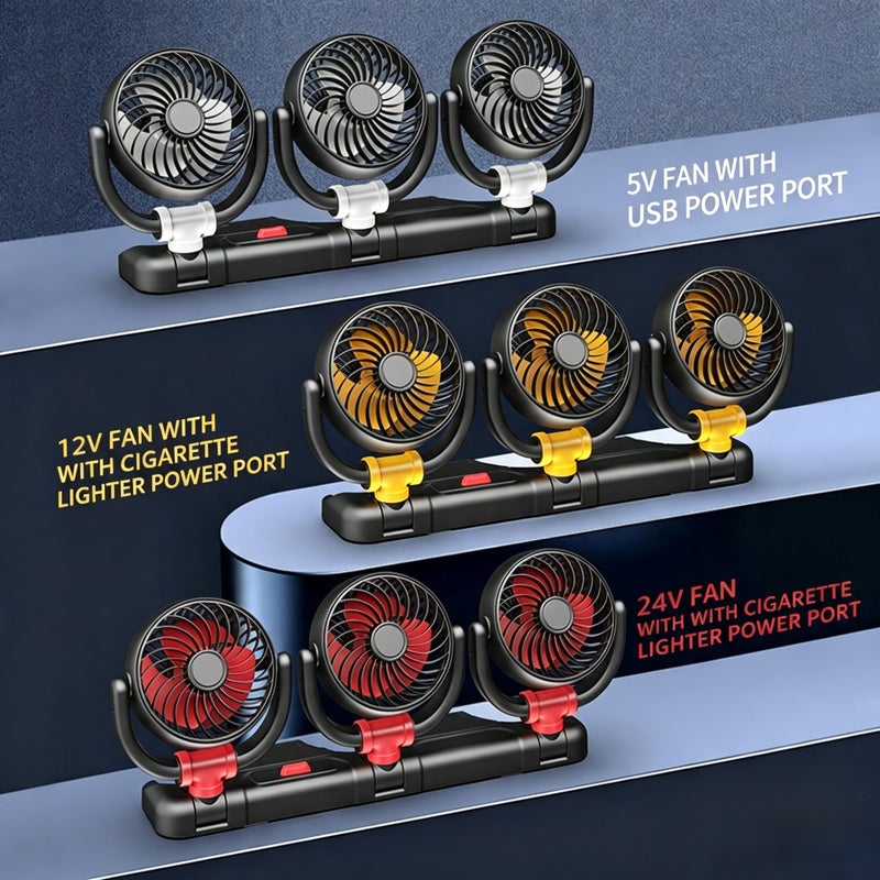 Car Fan 3-Head USB Portable Silent Fan for Home or Car - Image 3