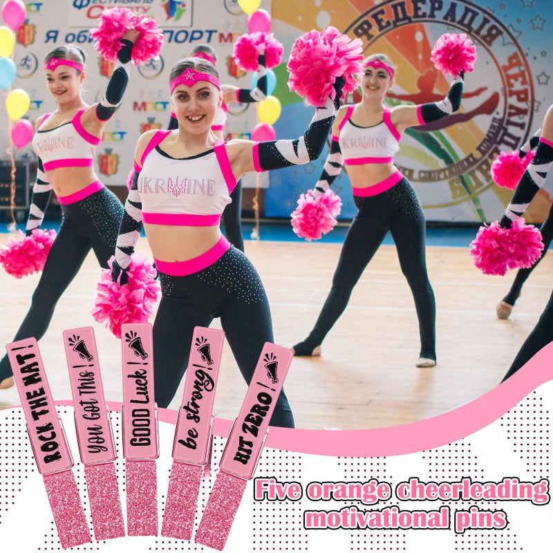 Kigeli 30 Pcs Spirit Clips Cheer Pins Cheerleader Gifts Clothes Pins for Backpacks Competition Glittered for Team Cheer Gifts Stuff Supplies Party Favors Accessories Bulk(Light Pink,Shiny) - Image 5