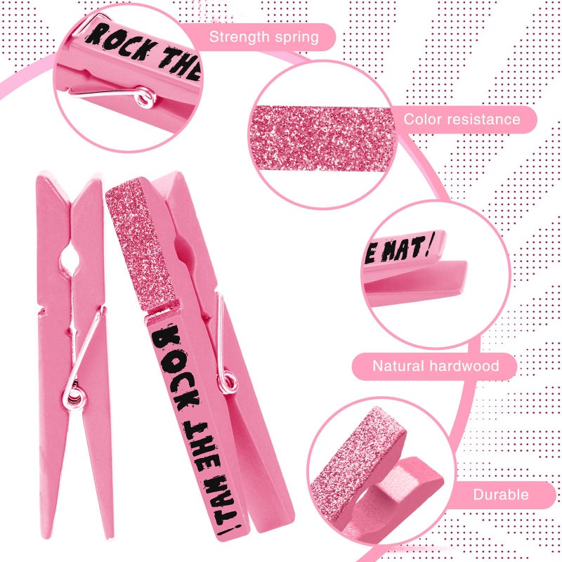 Kigeli 30 Pcs Spirit Clips Cheer Pins Cheerleader Gifts Clothes Pins for Backpacks Competition Glittered for Team Cheer Gifts Stuff Supplies Party Favors Accessories Bulk(Light Pink,Shiny) - Image 4