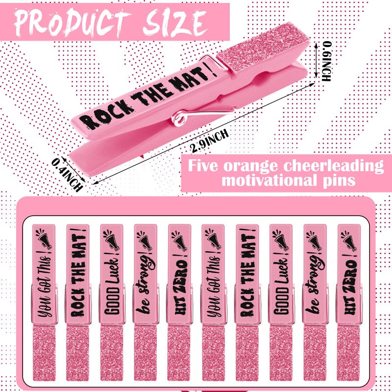 Kigeli 30 Pcs Spirit Clips Cheer Pins Cheerleader Gifts Clothes Pins for Backpacks Competition Glittered for Team Cheer Gifts Stuff Supplies Party Favors Accessories Bulk(Light Pink,Shiny) - Image 3
