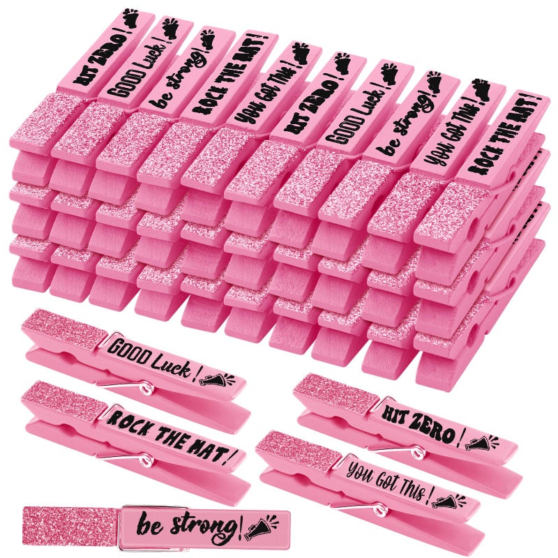 Kigeli 30 Pcs Spirit Clips Cheer Pins Cheerleader Gifts Clothes Pins for Backpacks Competition Glittered for Team Cheer Gifts Stuff Supplies Party Favors Accessories Bulk(Light Pink,Shiny) - Image 1