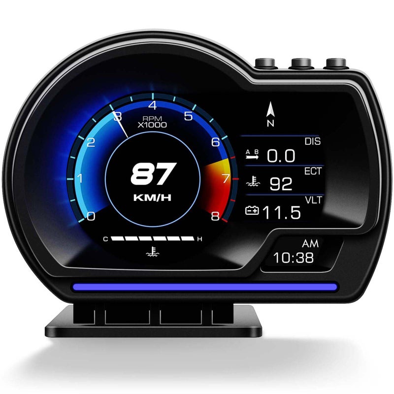 MH Head Up Display for Car, OBD2+GPS Dual System, OBD2 Gauge Display, GPS Speedometer, Tachometer, Water Temp, Volt, Overspeed Alarm Fault Diagnosis - Image 1