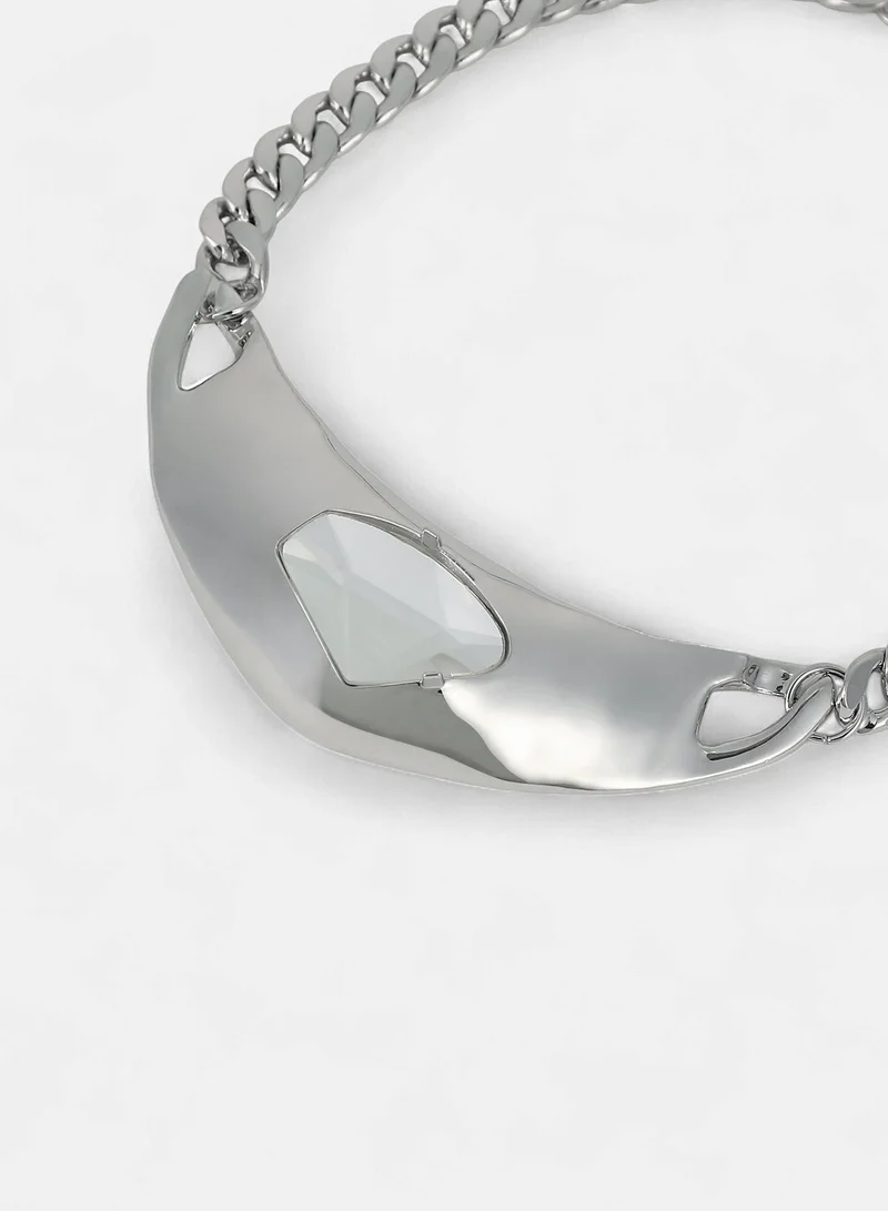 Sohi  Women The Petra-Chain Collar Necklace | Chrome  Colour | One-Size | Artificial Stone Alloy Material | Lobster Clasp Closure | Necklace For Casual & Evening Wear for Women | Best Price UAE