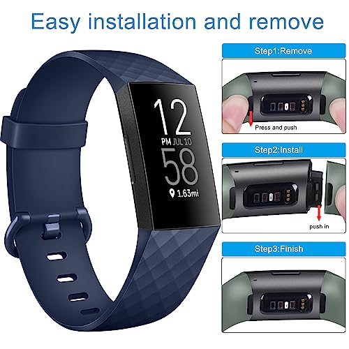 Tobfit Watch Strap Compatible with Fitbit Charge 4 / Fitbit Charge 3 (Watch Not Included), Removable Soft Belts for Charge 3/4 Wristband, Smartwatch Band for Men & Women (L, Navy Blue) - Image 5