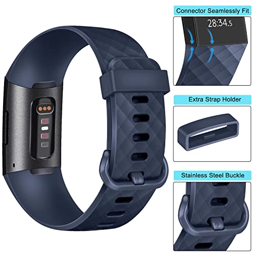Tobfit Watch Strap Compatible with Fitbit Charge 4 / Fitbit Charge 3 (Watch Not Included), Removable Soft Belts for Charge 3/4 Wristband, Smartwatch Band for Men & Women (L, Navy Blue) - Image 4
