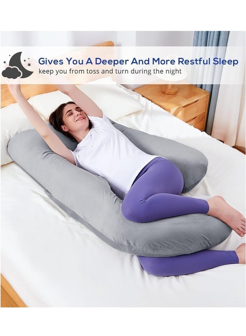 U-Shaped Pregnancy Pillow - Spine  Hip Pain Relief - Removable Cover (Grey) - 180cm - Free GCC Shipping - Image 4