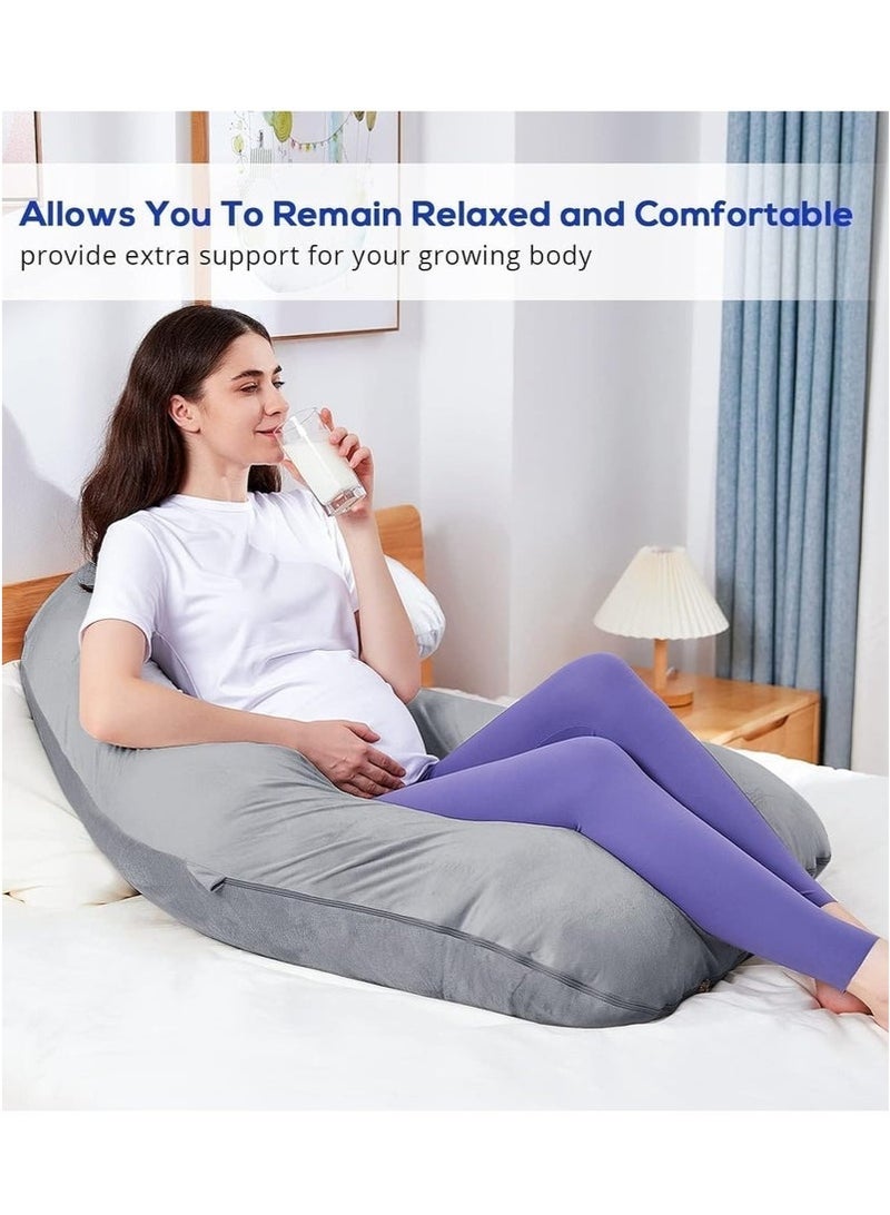 U-Shaped Pregnancy Pillow - Spine  Hip Pain Relief - Removable Cover (Grey) - 180cm - Free GCC Shipping - Image 5