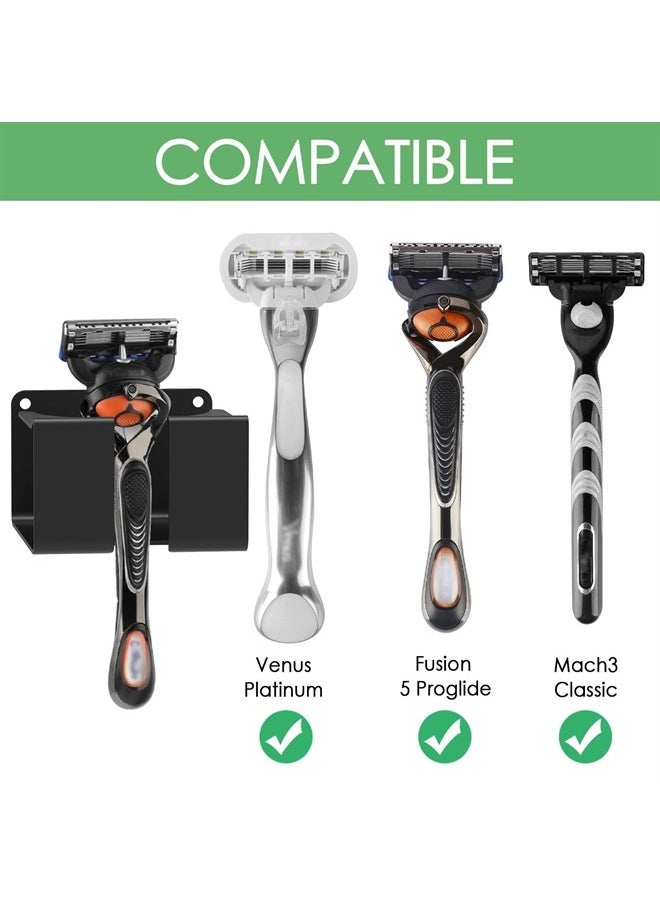 Linkidea Wall Mount Safety Razor Holder for Shower, Self Adhesive Shave Gel Cream Holder, Shaver Hanger Compatible with Venus Platinum, Fusion 5 Proshield & Proglide, Mach 3 Classic  - Image 2
