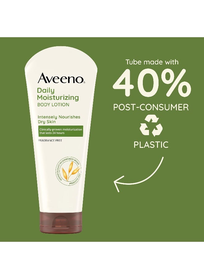 Aveeno Daily Moisturizing Body Lotion with Soothing Prebiotic Oat, Gentle Lotion Nourishes Dry Skin With Moisture, Paraben-, Dye- & Fragrance-Free, Non-Greasy & Non-Comedogenic, 8 fl. oz - Image 4