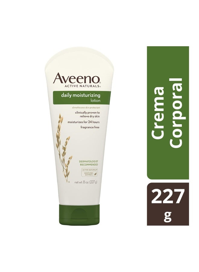 Aveeno Daily Moisturizing Body Lotion with Soothing Prebiotic Oat, Gentle Lotion Nourishes Dry Skin With Moisture, Paraben-, Dye- & Fragrance-Free, Non-Greasy & Non-Comedogenic, 8 fl. oz - Image 2