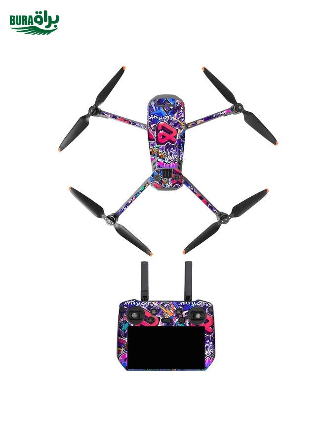 BURAQ For DJI Mavic 3 Pro / RC Pro Sunnylife Drone Body Remote Control Decorative Stickers Set(Cool Purple) - Image 1