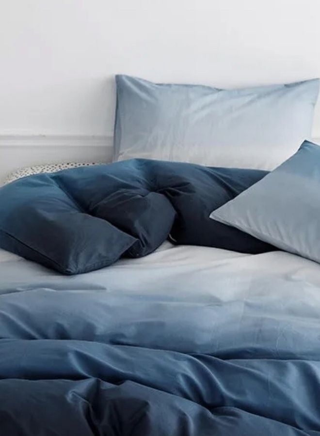 LUNA Home King Size Duvet Cover Set without filling with 1 Duvet cover - 220*240cm. 1 Fitted sheet - 200*200cm+30cm. 4 Pillow covers - 50*75cm, Ombré Blue . - Image 4