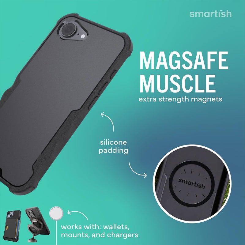 SmartishÂ® iPhone 17e/16e MagSafe Case - Gripzilla Protective Magnetic Case for Men [Rugged + Tough] Military Grade Heavy Duty Grip Armor - Drop Tested for iPhone 17e/16e - Black Tie Affair - Image 3