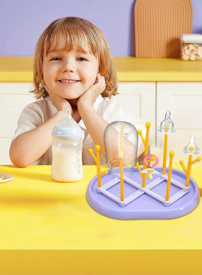 Baby Bottle Drying Rack Countertop Feeding Cup Cleaning Brush Holder 7 Brackets Storage Organizer With Drainer For Bottles And Accessories - Image 4