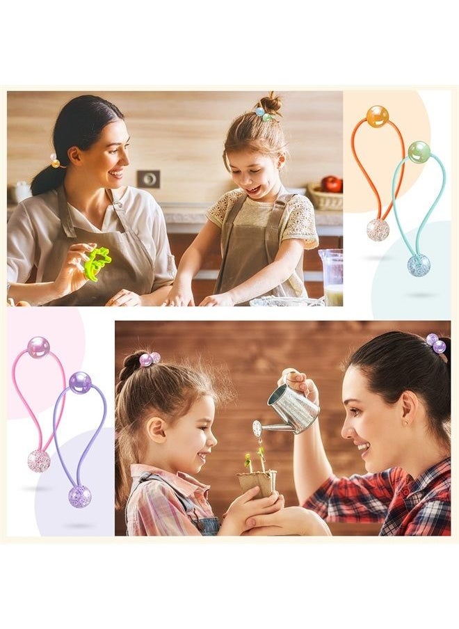 Chuangdi - 14 Pcs Double Balls Elastic Ponytail Holders Colorful Kids Hair Ties with Balls Cute Ball Hair Ties Circle Bubble Hair Bands Rubber Hair Elastics Ties for Baby Toddler Girls Women (Stylish Style) - Image 1
