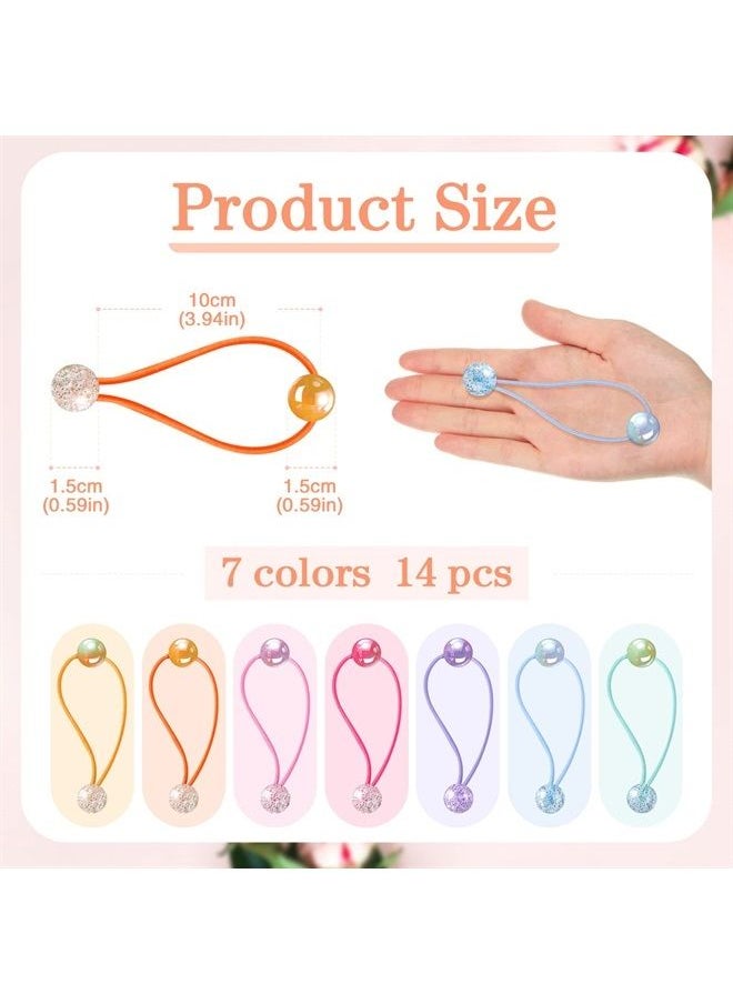 Chuangdi - 14 Pcs Double Balls Elastic Ponytail Holders Colorful Kids Hair Ties with Balls Cute Ball Hair Ties Circle Bubble Hair Bands Rubber Hair Elastics Ties for Baby Toddler Girls Women (Stylish Style) - Image 1