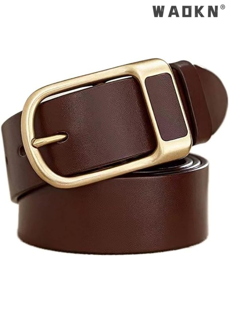 Vintage Belt Men's Casual Business Simples Belt Men's Youth Fashion Hundred With Pin Buckle Pants Belt, Men's Real Belt Buckle Jeans Cowhide Belt Business Jeans Belt Men's Pin Buckle Belt Business Trousers Jeans Belt, Comfortable and Durable Quality Leather - Adjustable Trim to Fit