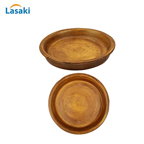 Lasaki Round Antique Ceramic Bottom Tray/Plate for Planter (4-inch, Set of 4) | Dripping Tray for Pots & Succulents | Indoor & Outdoor Planters Home Garden Décor | (Plants Not Included) - Image 3