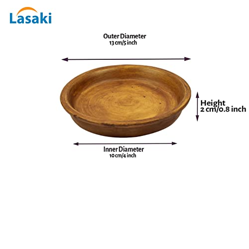 Lasaki Round Antique Ceramic Bottom Tray/Plate for Planter (4-inch, Set of 4) | Dripping Tray for Pots & Succulents | Indoor & Outdoor Planters Home Garden Décor | (Plants Not Included) - Image 4